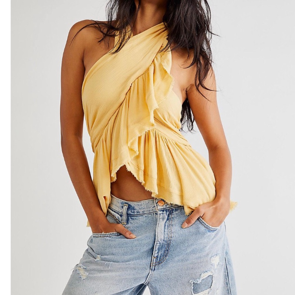 Tops: bundle 3 or more for 50% off! EUC Free People ruffle halter wrap top - Picture 2 of 12